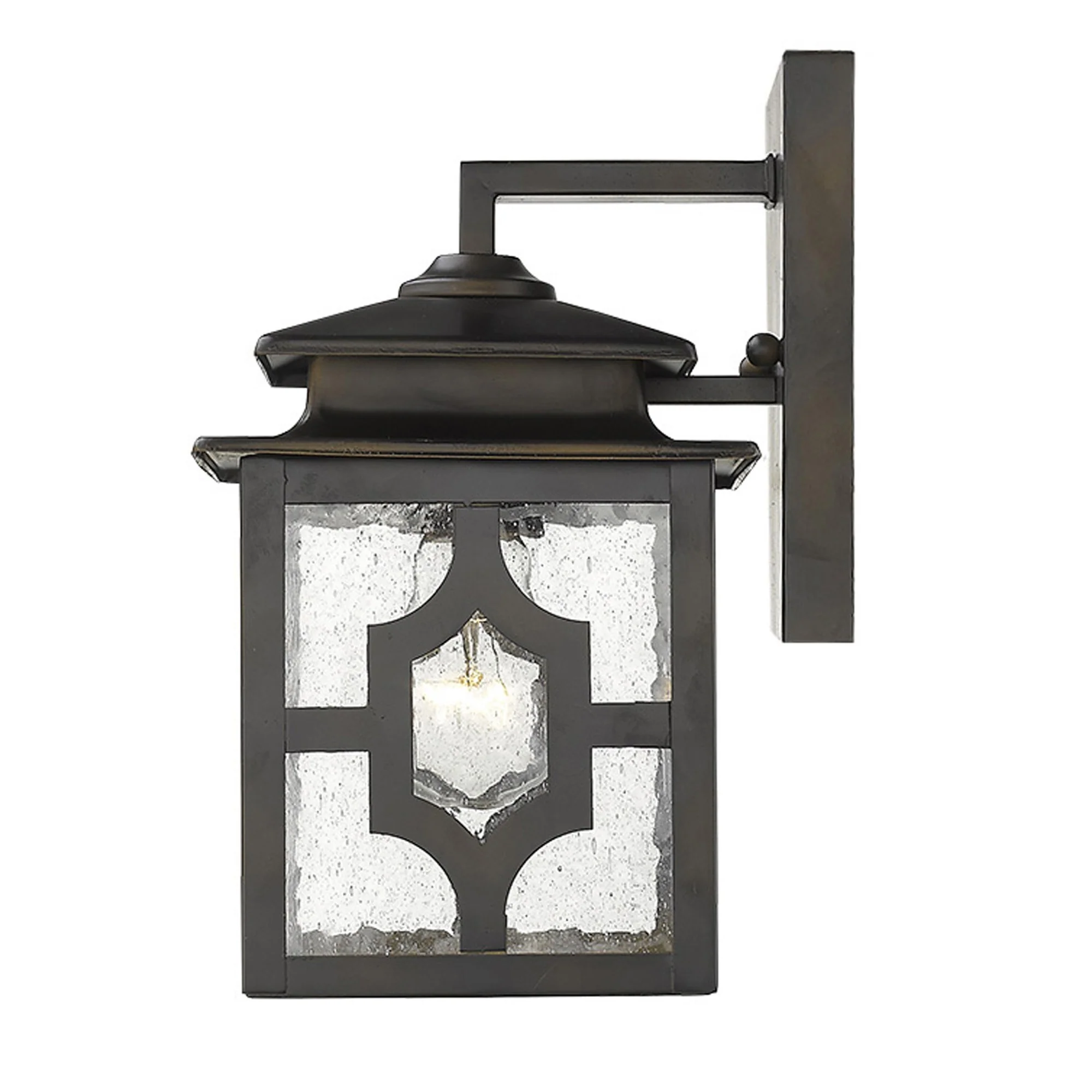 Antique Bronze Outdoor Lantern Wall Light By Homeroots - Image 5