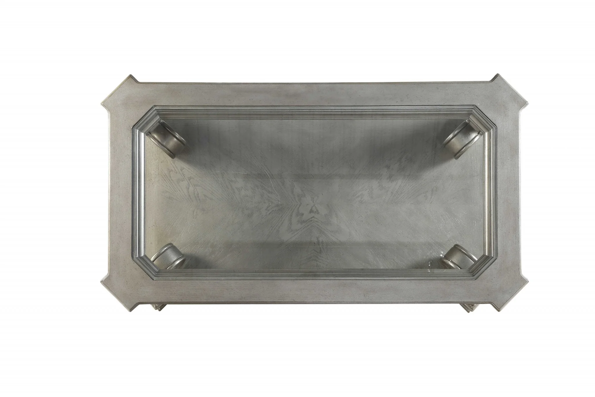 Antique Champagne Clear Glass Wood Poly-Resin Coffee Table By Homeroots - Image 3