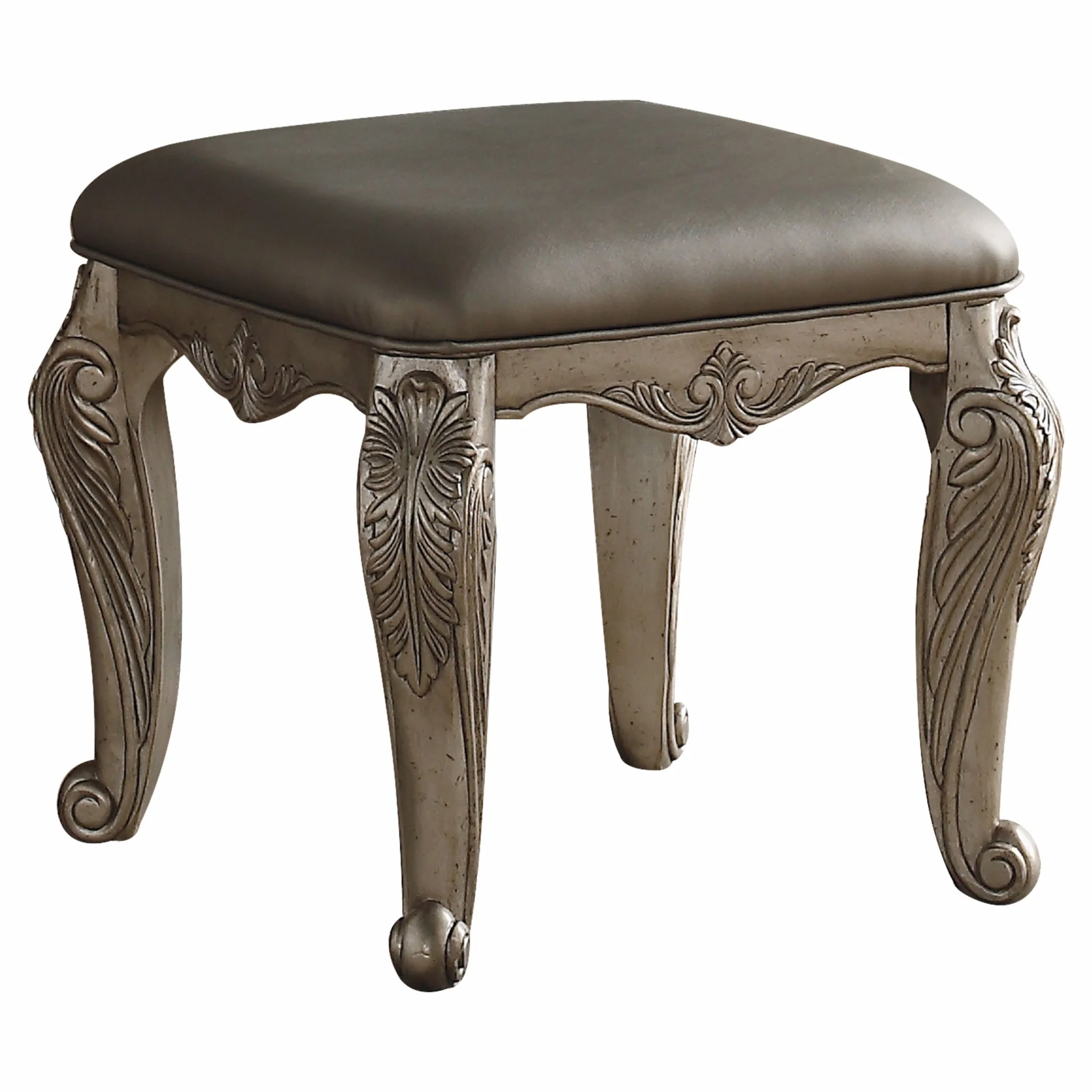 Antique Champagne Pu Vanity Stool By Homeroots - Image 2