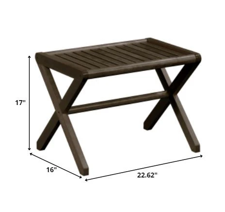 Antique Chestnut Finished Wooden Stool Bench By Homeroots - Image 11