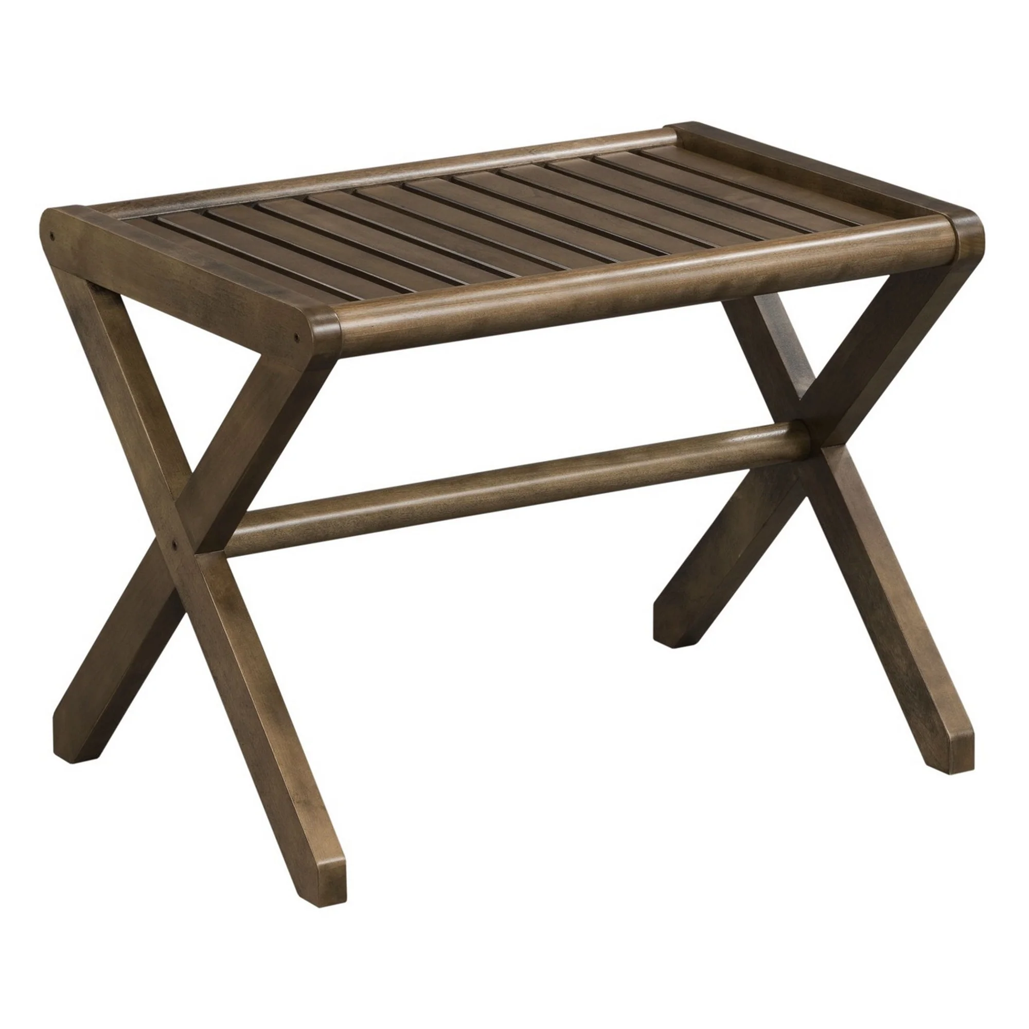Antique Chestnut Finished Wooden Stool Bench By Homeroots - Image 2