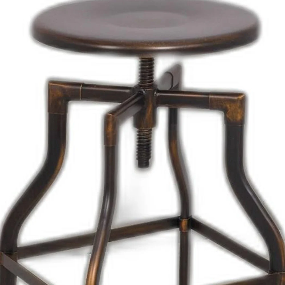 Antique Copper Metal Adjustable Stool By Homeroots - Image 4