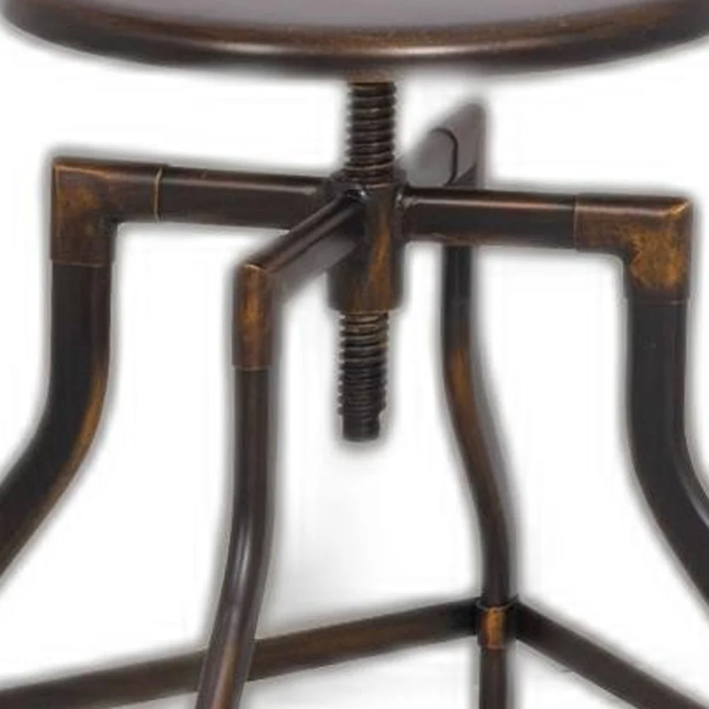 Antique Copper Metal Adjustable Stool By Homeroots - Image 5