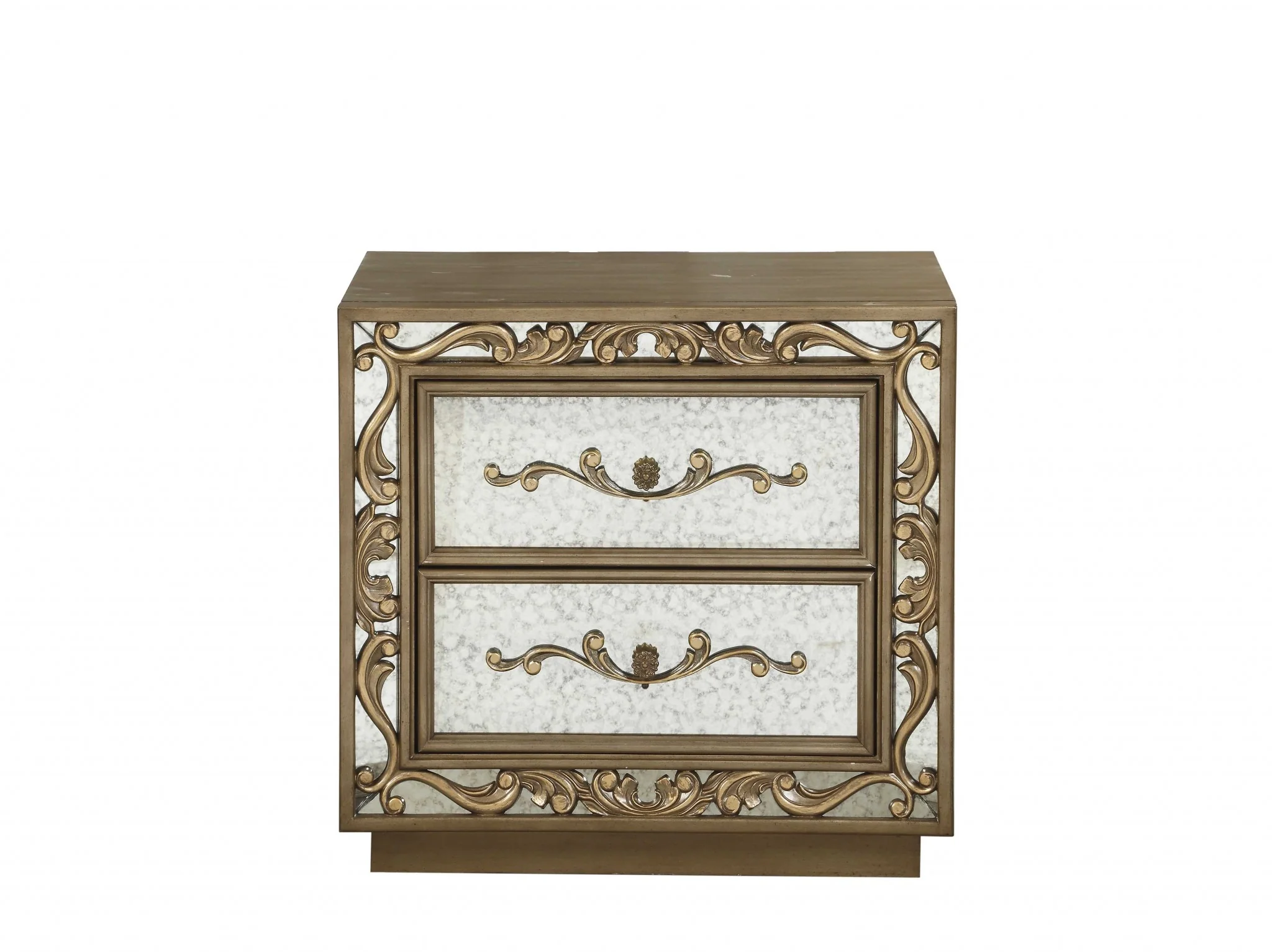 Antique Gold And Mirrored Poplar Nightstand By Homeroots - Image 2
