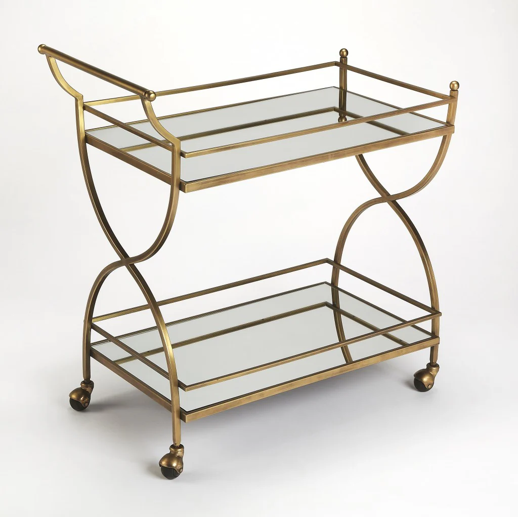 Antique Gold Bar Cart By Homeroots - Image 3