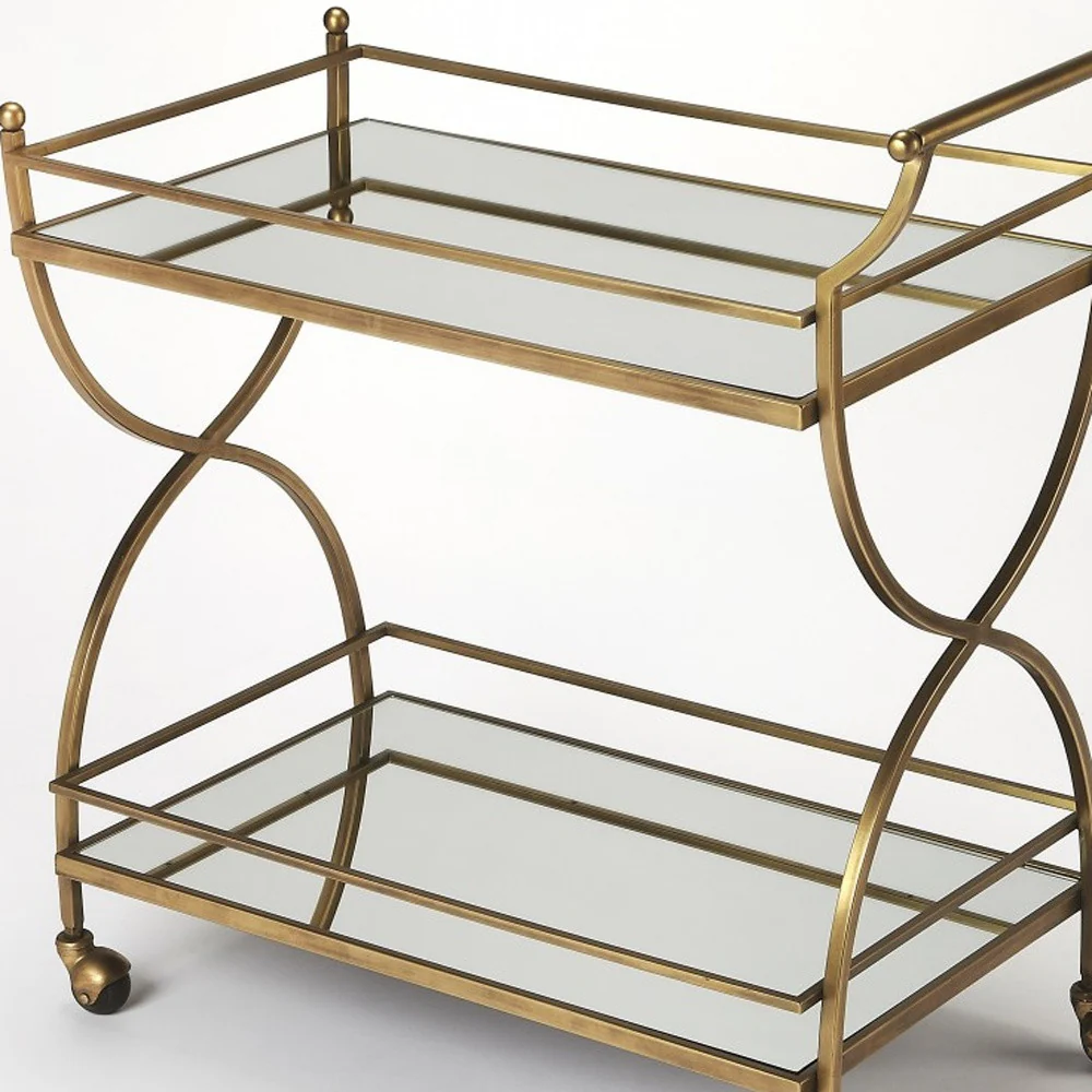 Antique Gold Bar Cart By Homeroots - Image 4