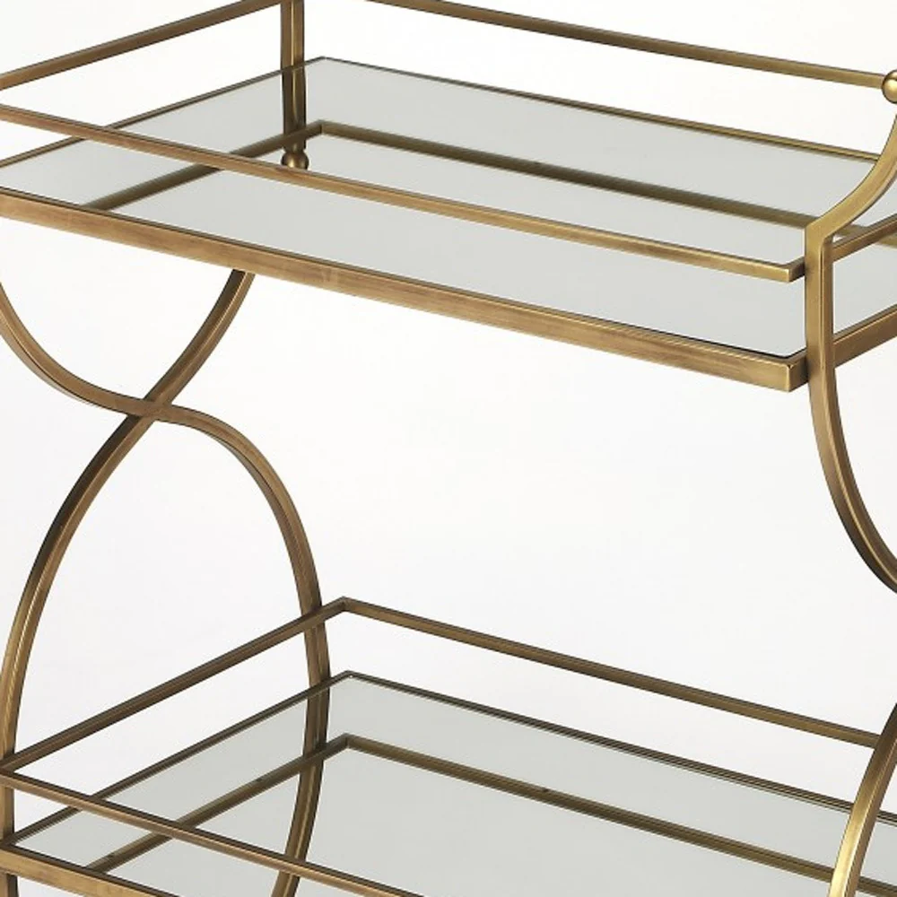 Antique Gold Bar Cart By Homeroots - Image 5