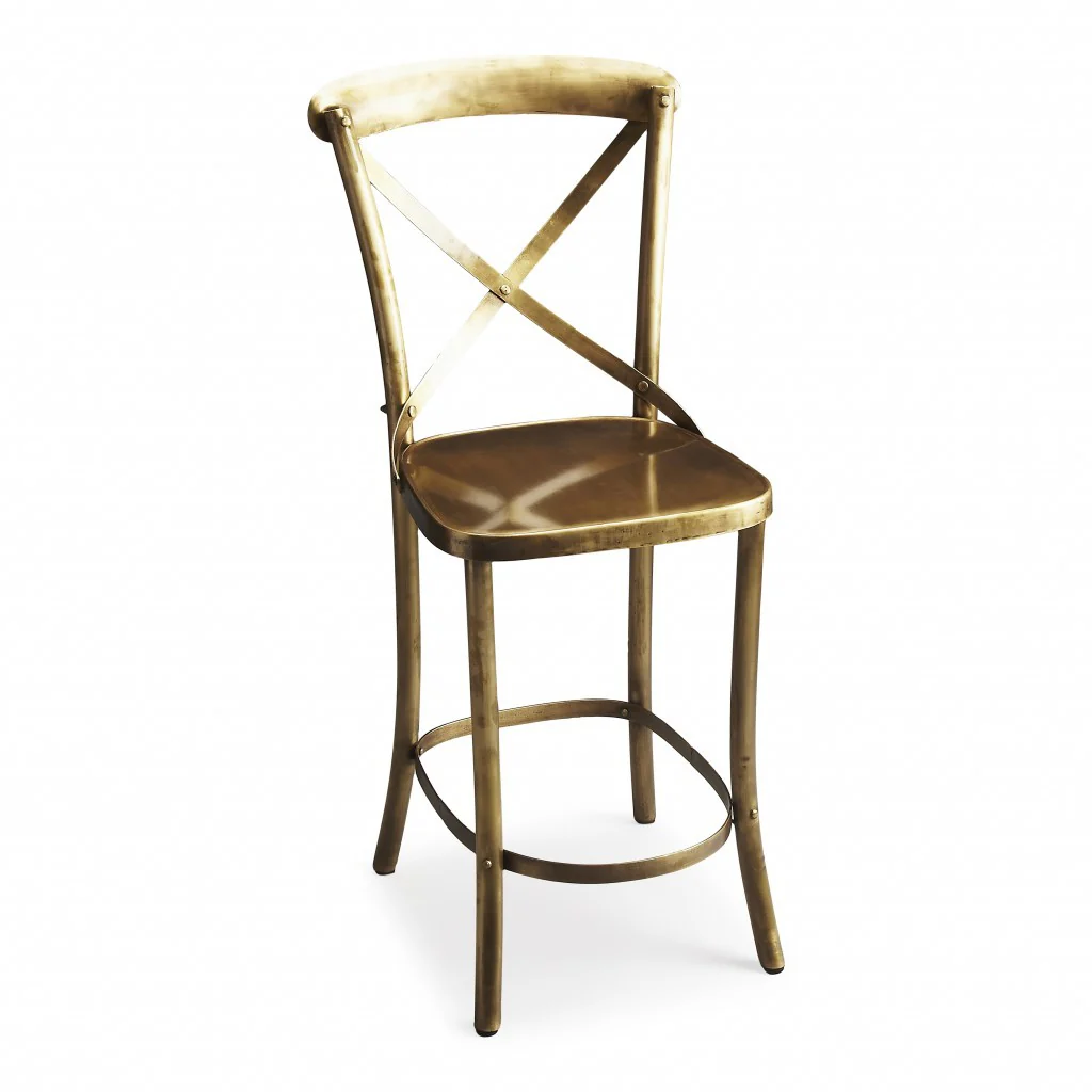 Antique Gold Bar Stool By Homeroots - Image 3