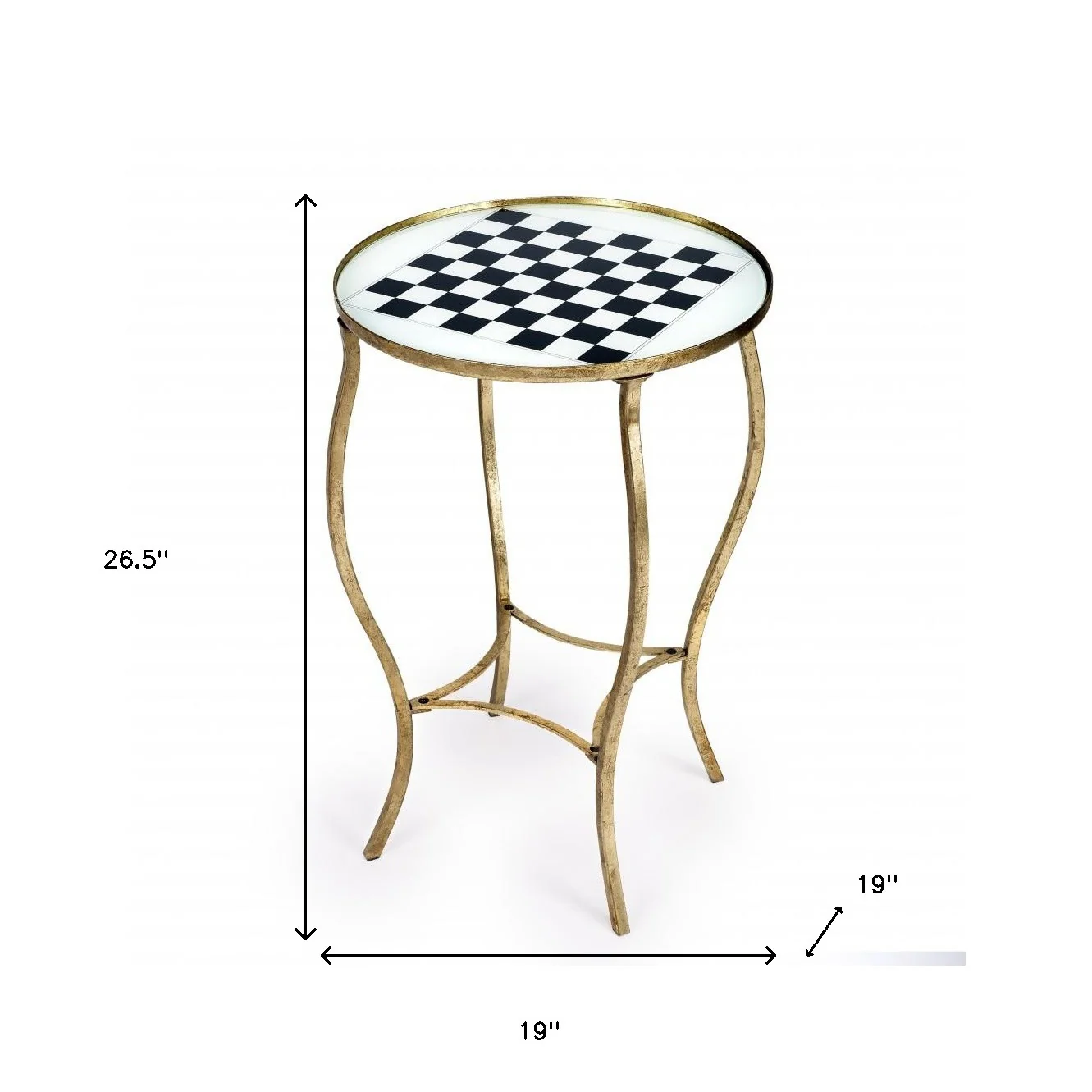 Antique Gold Black and White Game Table By Homeroots - Image 7