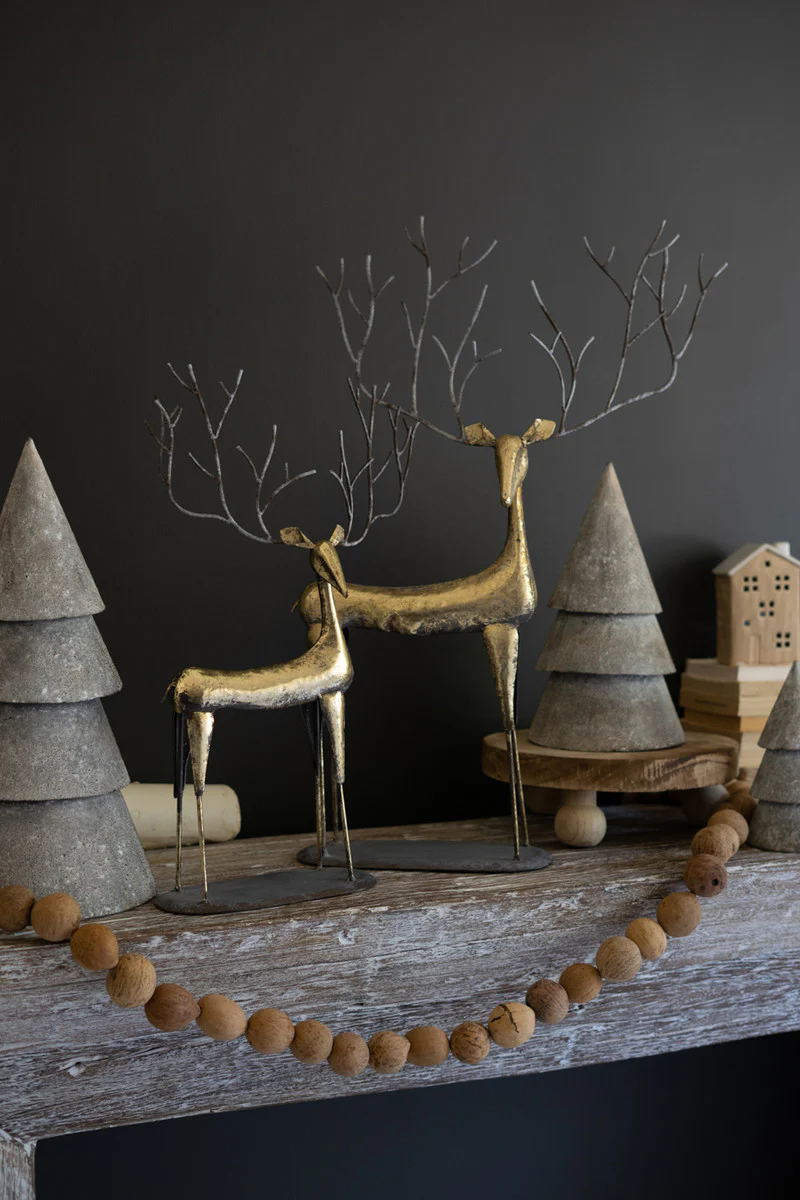 Antique Gold Metal Christmas Deer Set Of 2 By Kalalou - Image 3