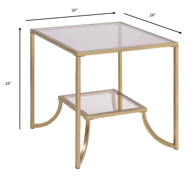 Antique Gold Smoky Glass Metal End Table By Homeroots - Image 5