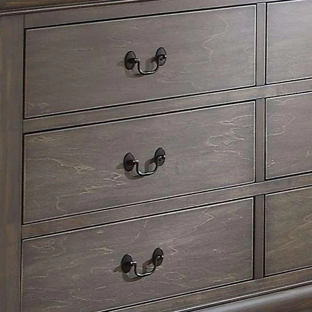 Antique Gray Wood Dresser By Homeroots - Image 3