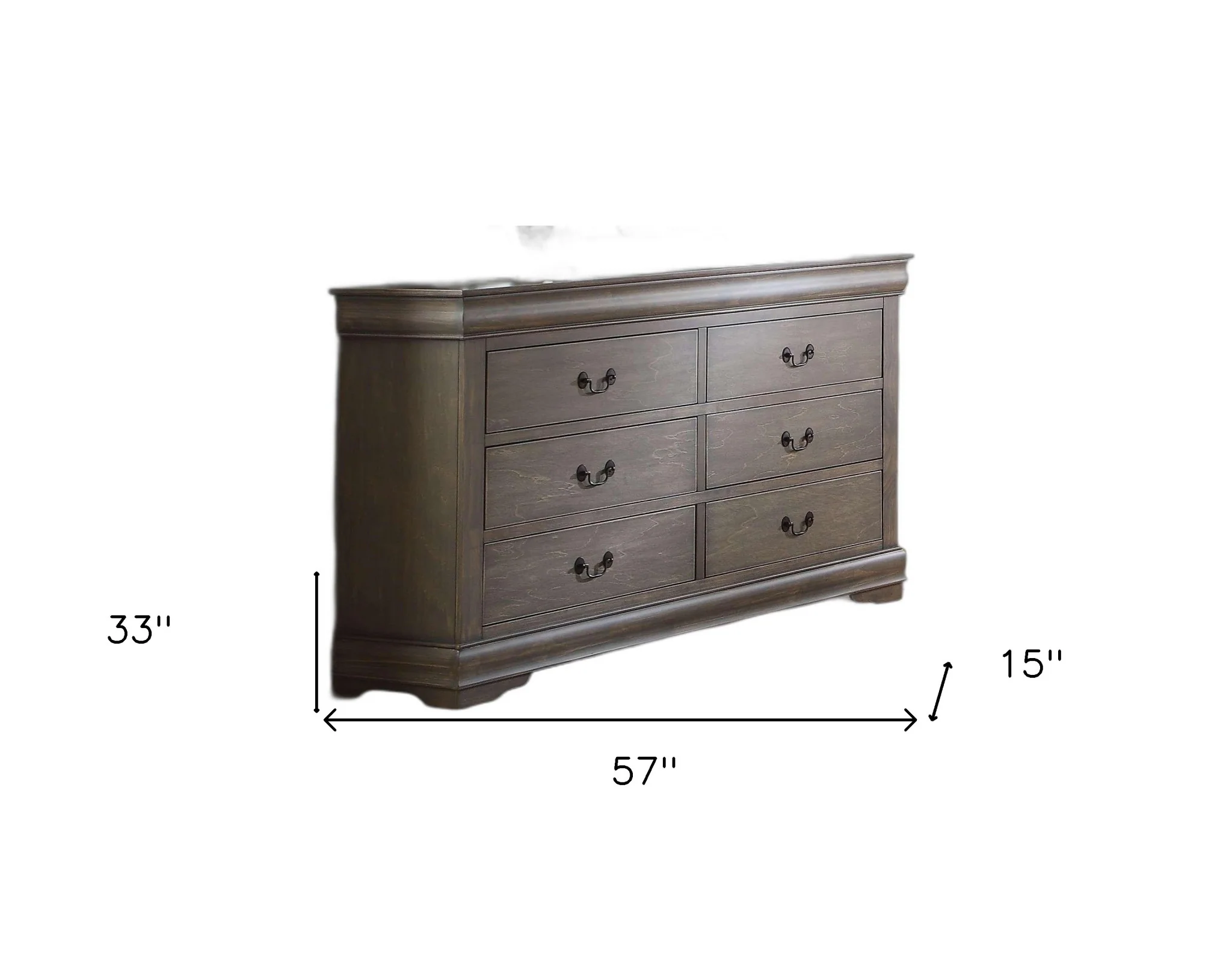Antique Gray Wood Dresser By Homeroots - Image 4