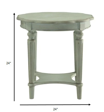 Antique Green Solid Wood End Table By Homeroots - Image 2