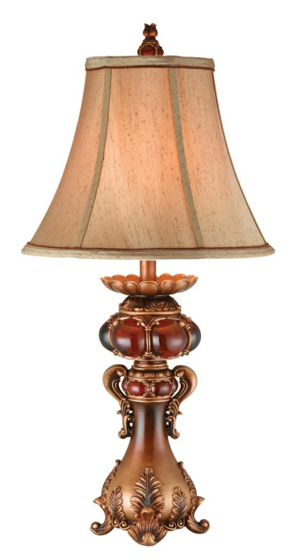 Antique Inspired Table Lamp with Linen Lamp Shade By Homeroots - Image 2