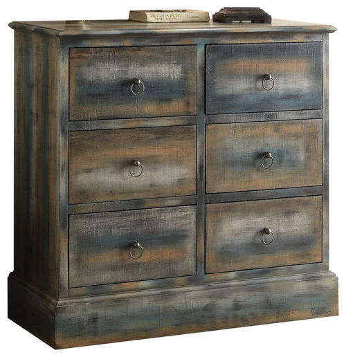 Antique Oak And Teal Console Table By Homeroots - Image 2