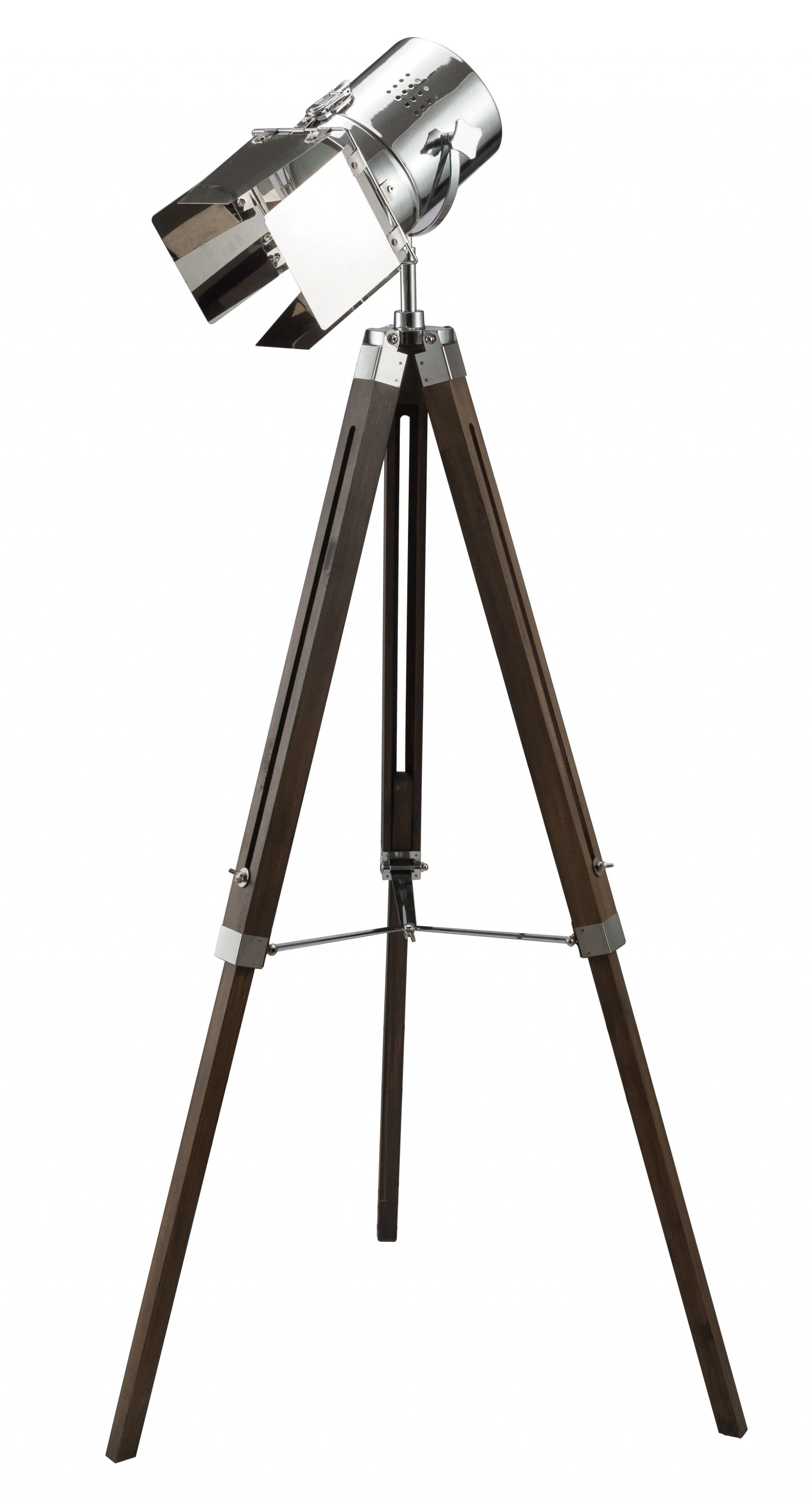 Antique Oak Chrome Metal Wood Floor Lamp By Homeroots - Image 2