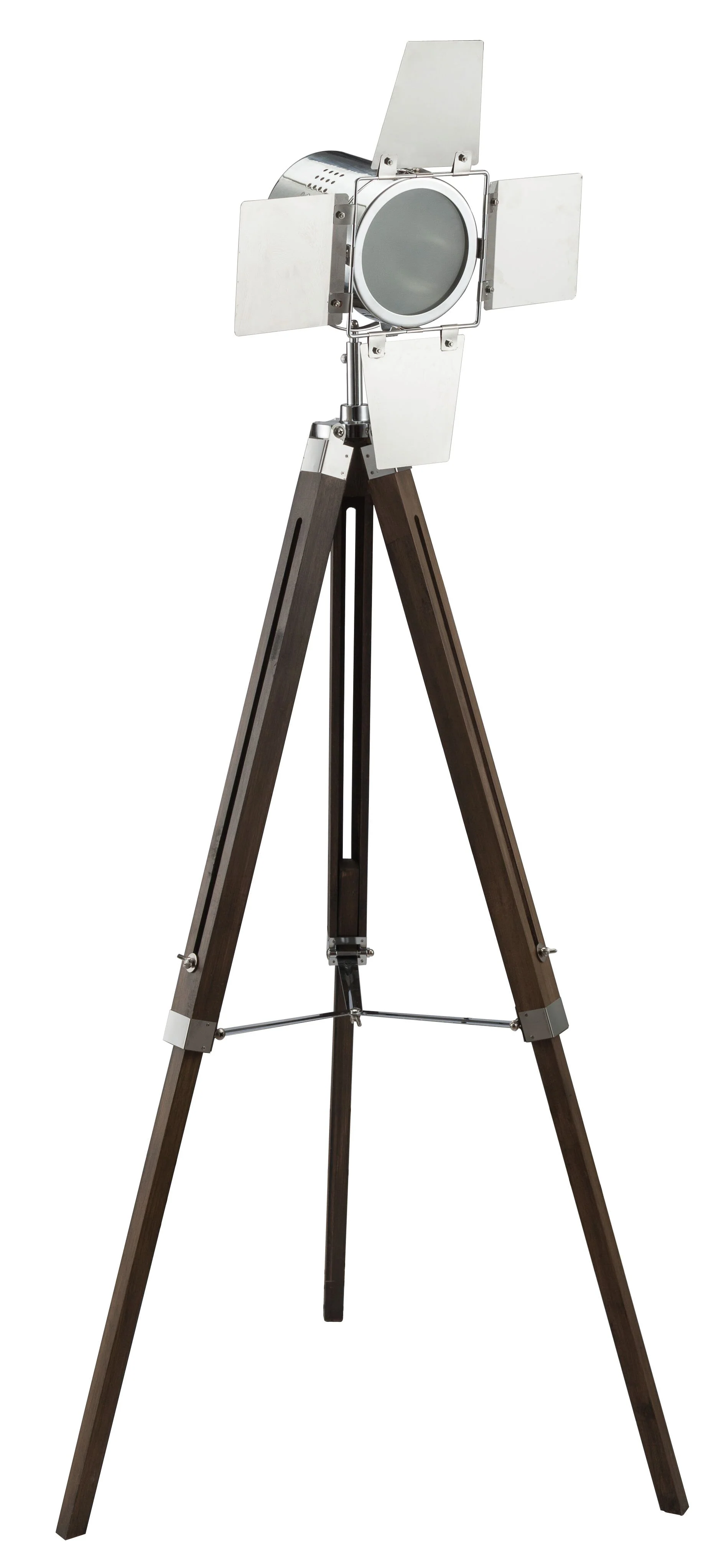 Antique Oak Chrome Metal Wood Floor Lamp By Homeroots - Image 3