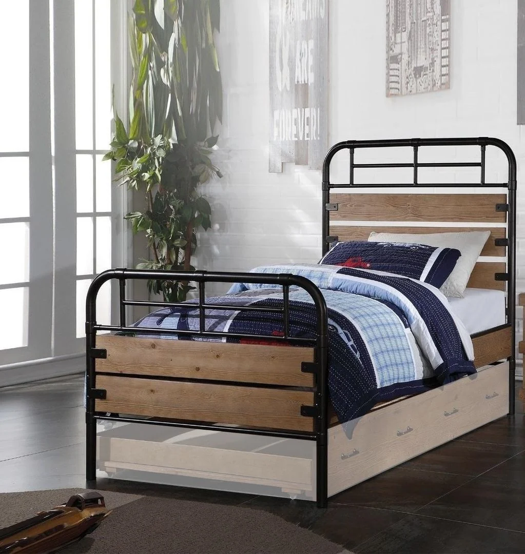 Antique Oak Twin Bed By Homeroots - Image 3