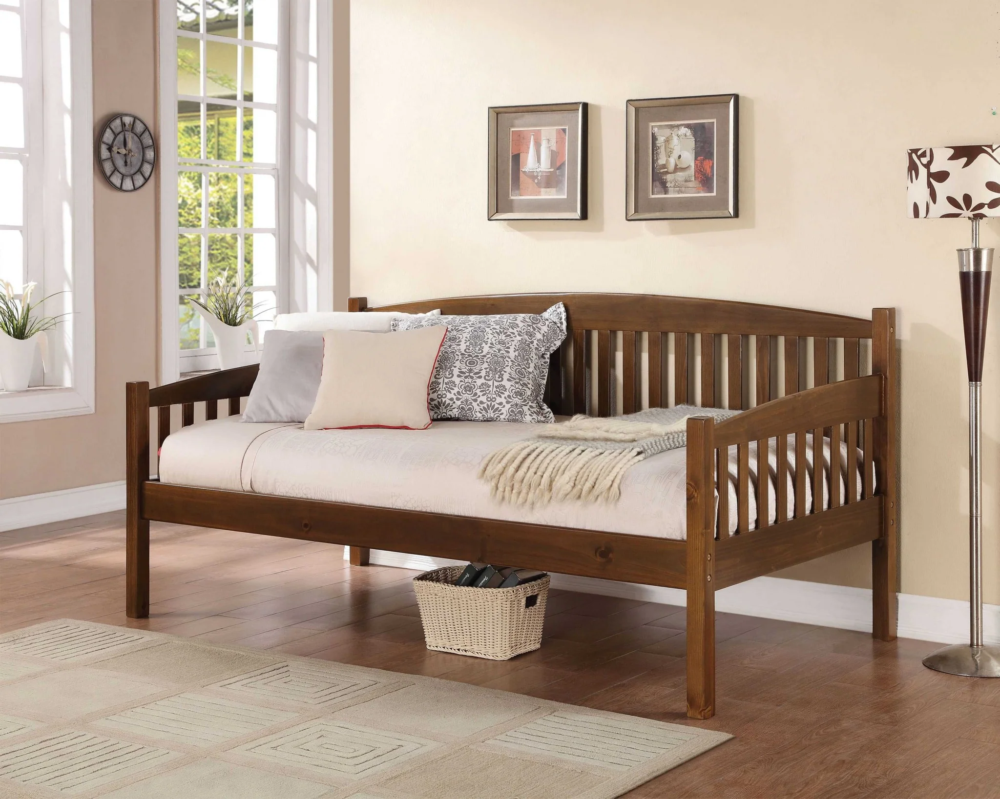 Antique Oak Wood Daybed By Homeroots - Image 2