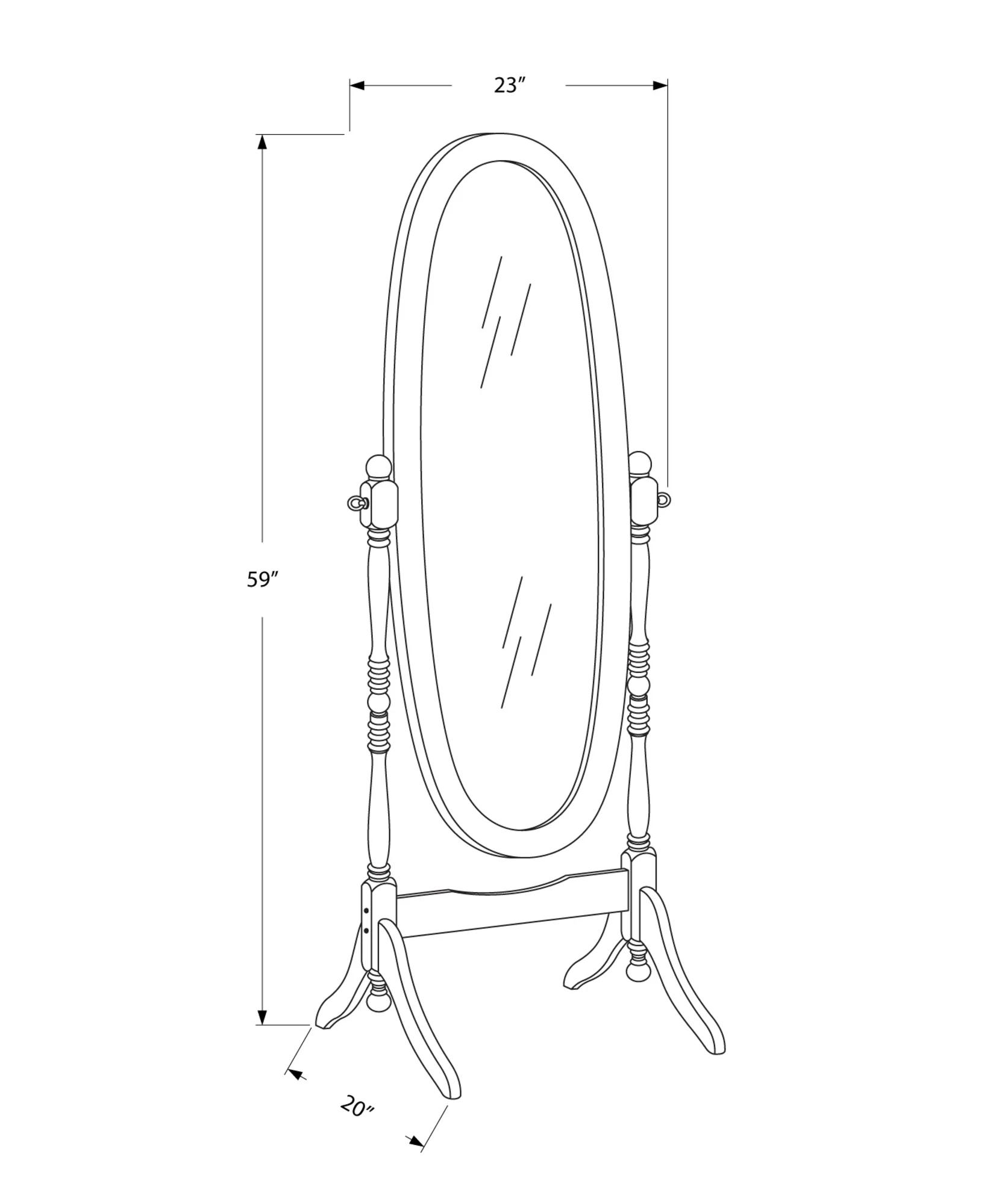 Antique Oval Wood Frame Mirror By Homeroots - Image 3