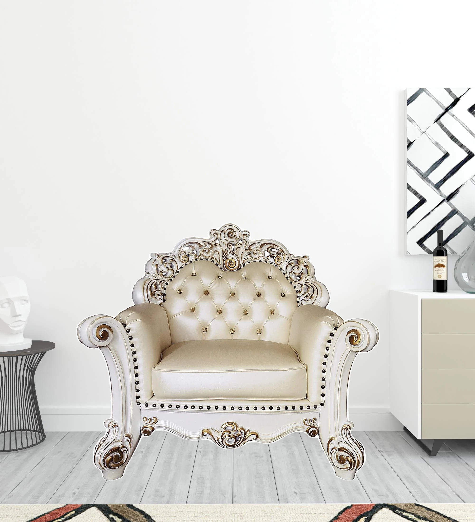 Antique Pearl Armchair By Homeroots - Image 2