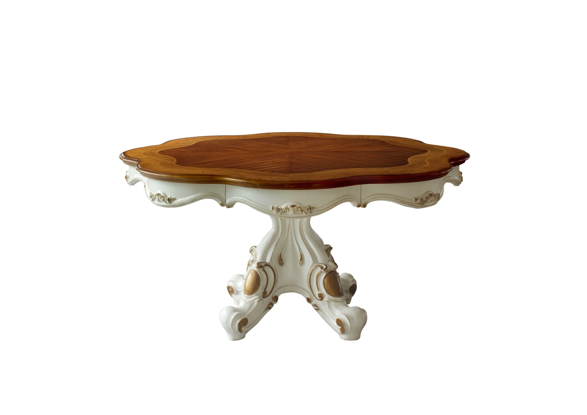 Antique Pearl Cherry Oak Wood Poly-Resin Dining Table Wsingle Pedestal By Homeroots - Image 2