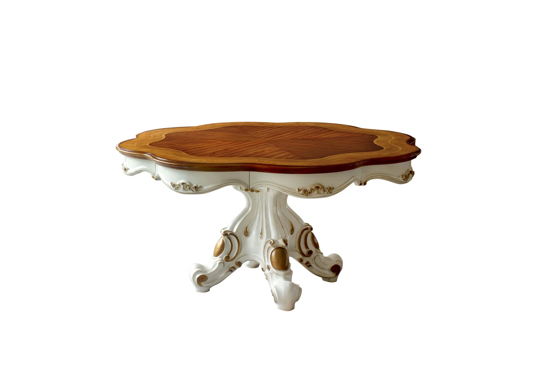 Antique Pearl Cherry Oak Wood Poly-Resin Dining Table Wsingle Pedestal By Homeroots - Image 3