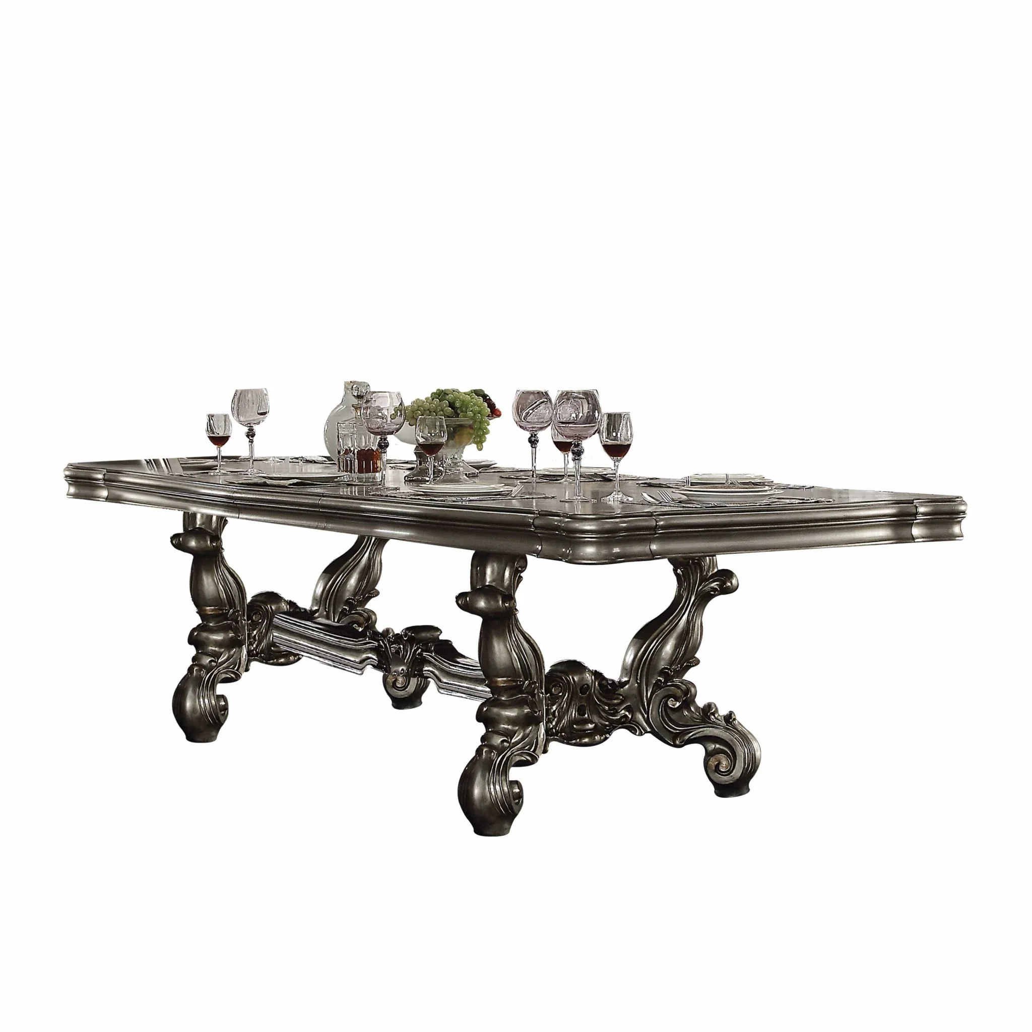 Antique Platinum Wood Poly Resin Dining Table (L) By Homeroots - 348652 - Image 2