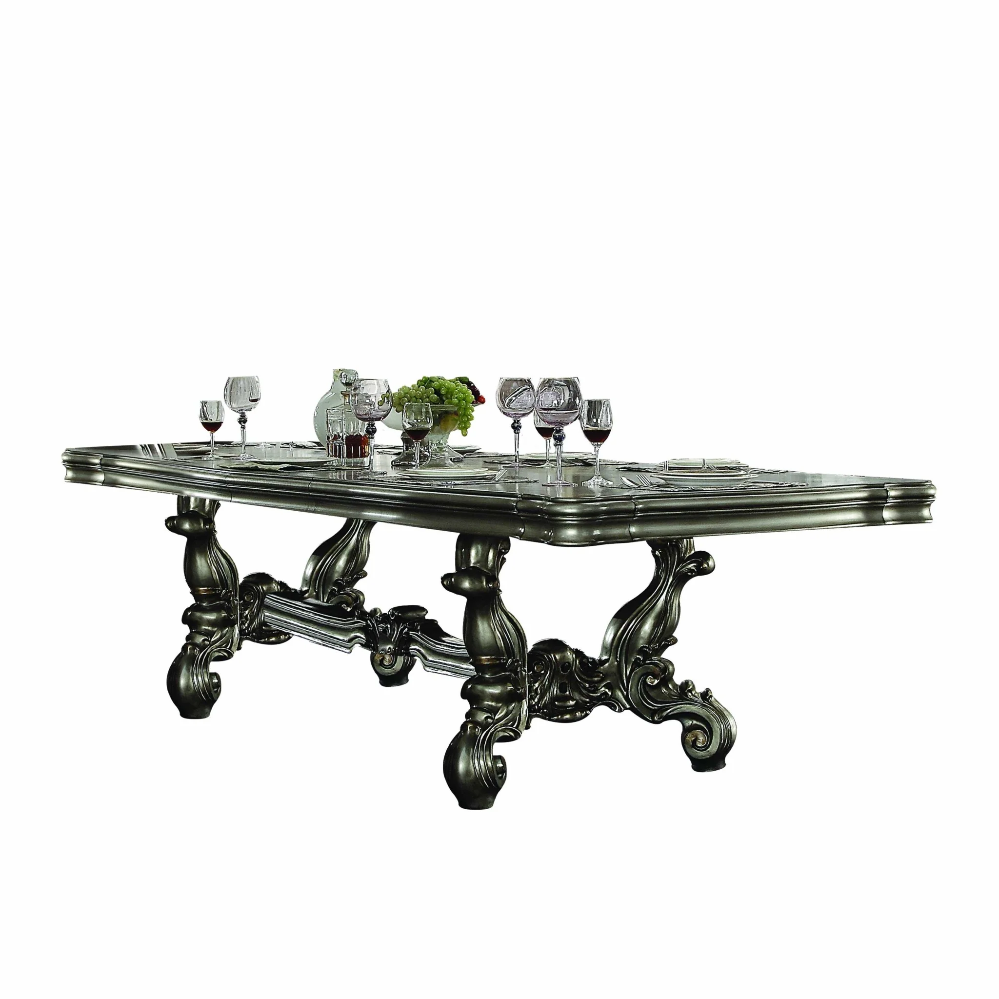 Antique Platinum Wood Poly Resin Dining Table (L) By Homeroots - 348653 - Image 2