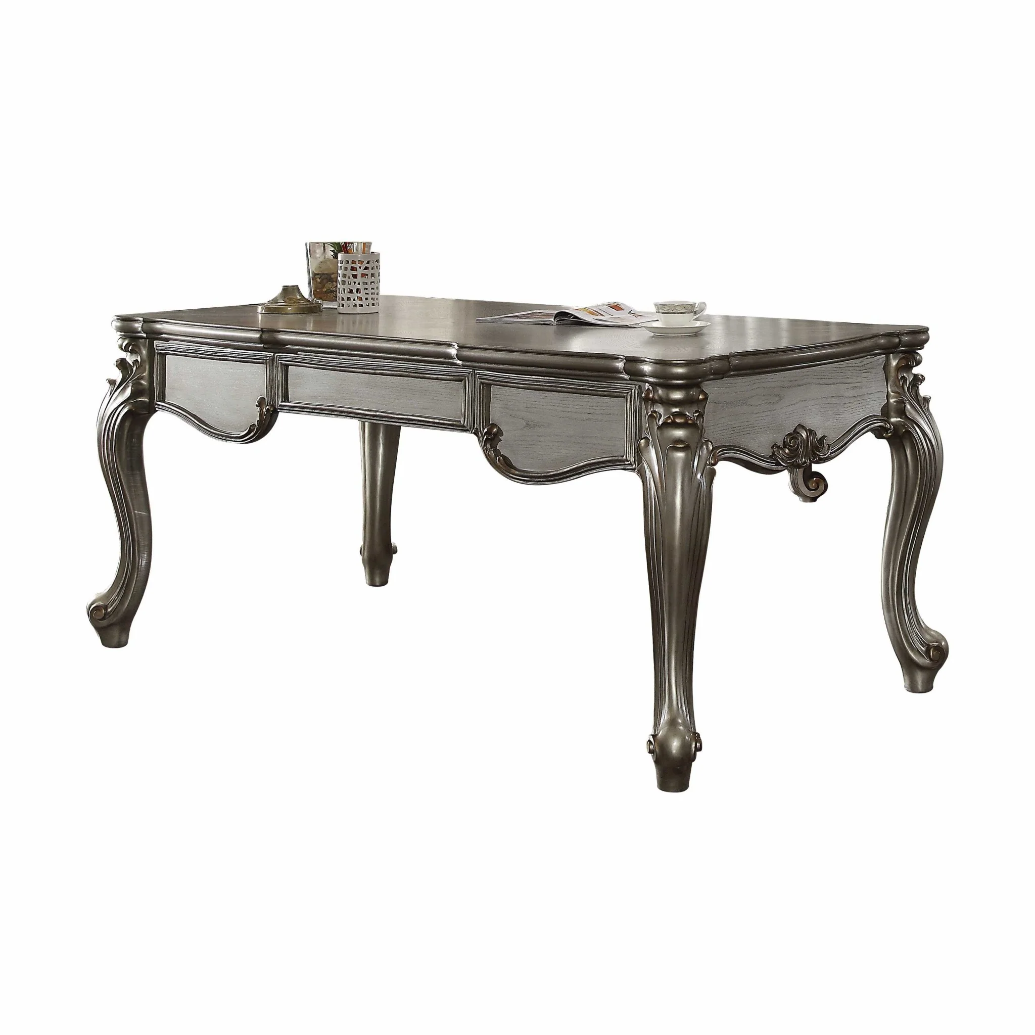 Antique Platinum Wood Poly Resin Eecutive Desk (Leg) By Homeroots - Image 2
