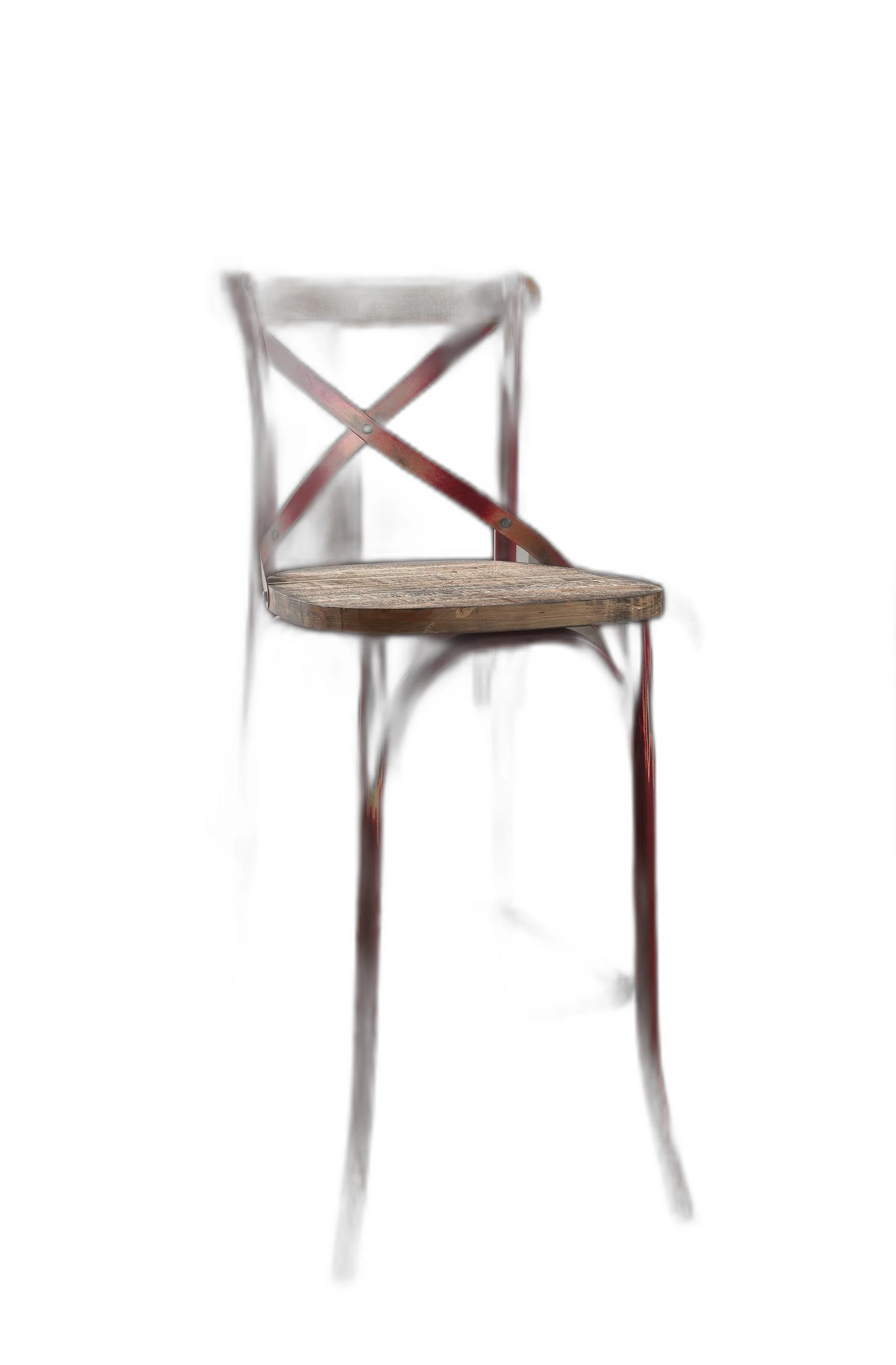 Antique Red Wooden Bar Chair By Homeroots - Image 2