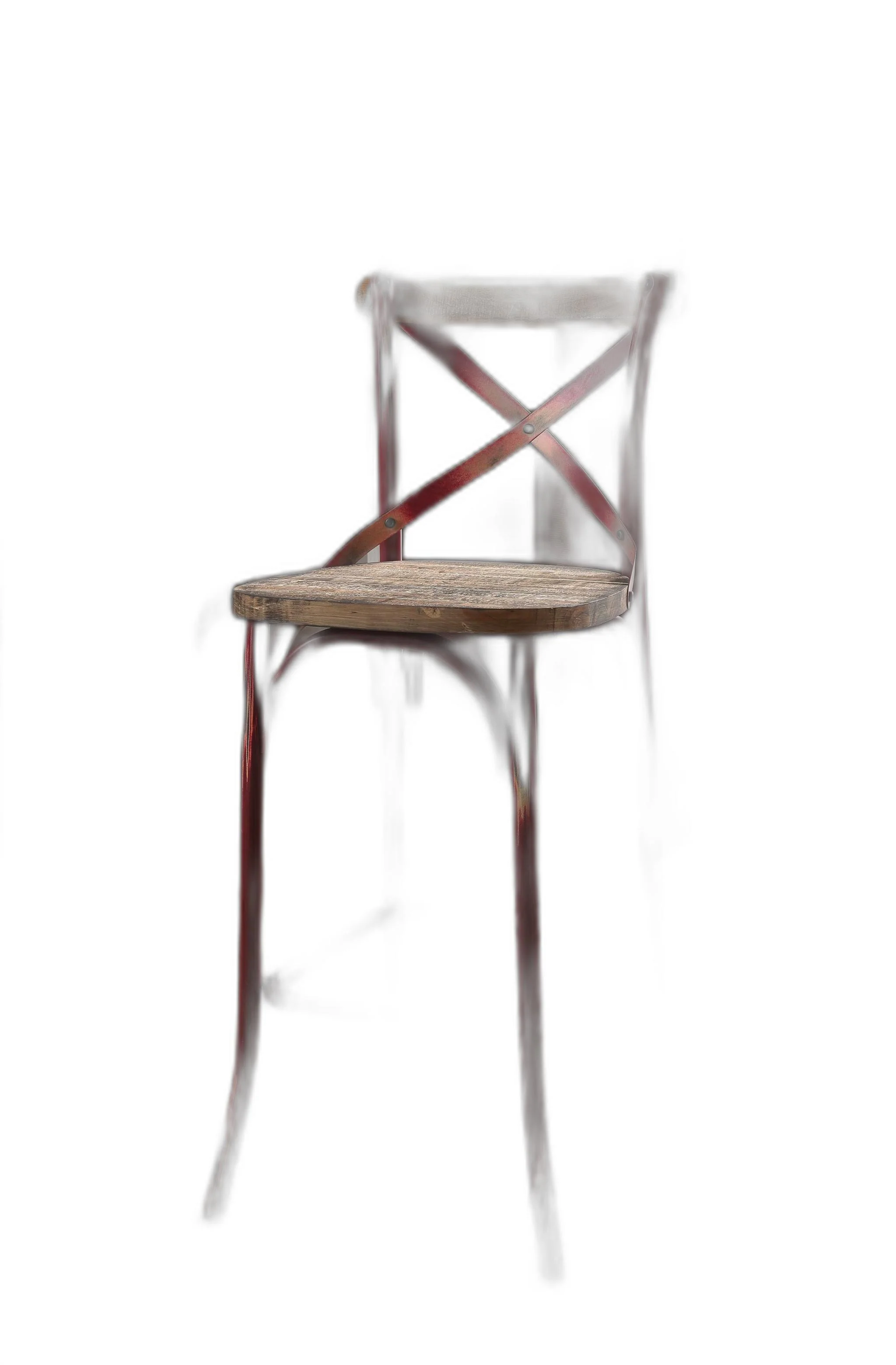 Antique Red Wooden Bar Chair By Homeroots - Image 3