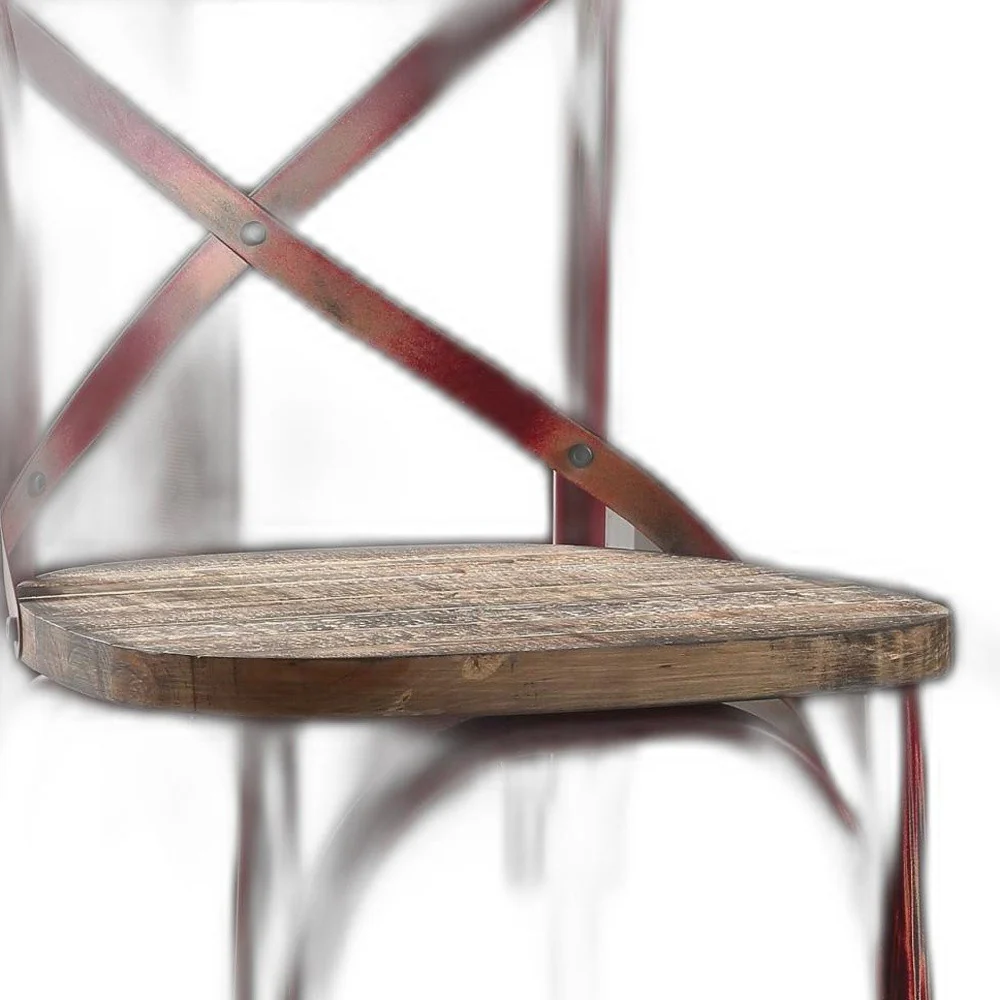 Antique Red Wooden Bar Chair By Homeroots - Image 4