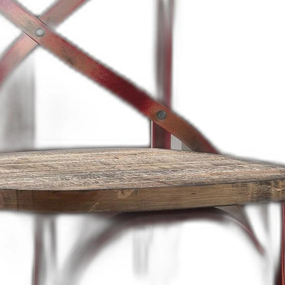 Antique Red Wooden Bar Chair By Homeroots - Image 5