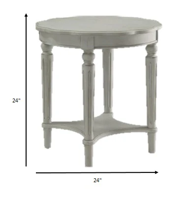 Antique Slate Solid Wood End Table By Homeroots - Image 2