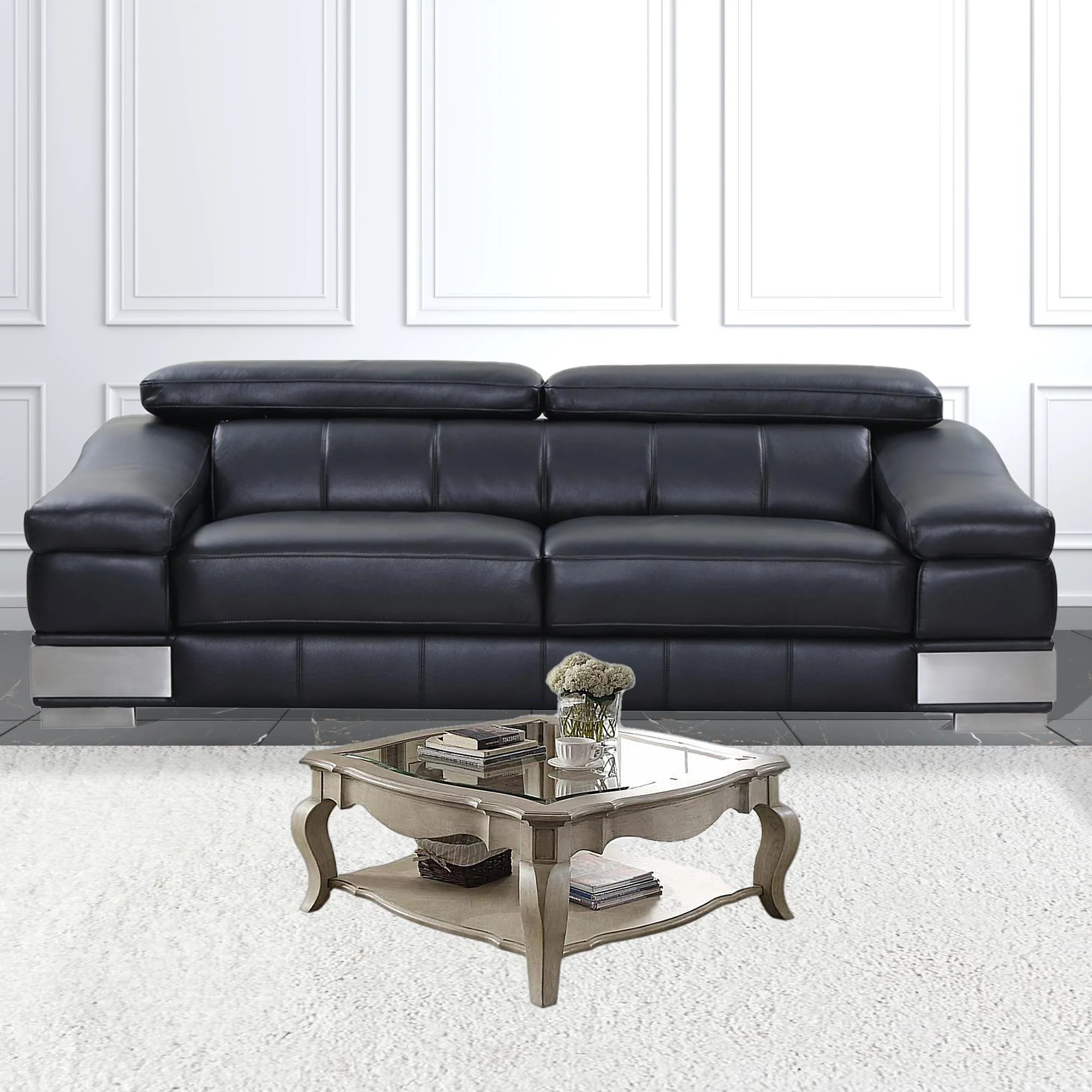 Antique Taupe Clear Glass Coffee Table By Homeroots - Image 3