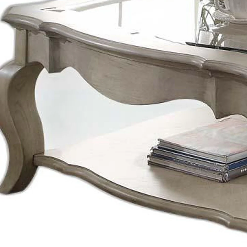 Antique Taupe Clear Glass Coffee Table By Homeroots - Image 5
