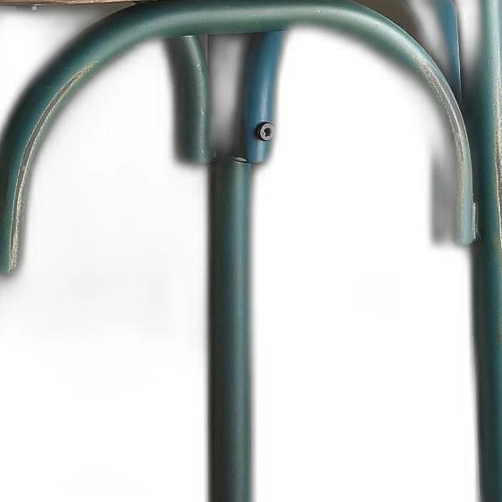 Antique Turquoise & Oak Wood Bar Chair By Homeroots - Image 5