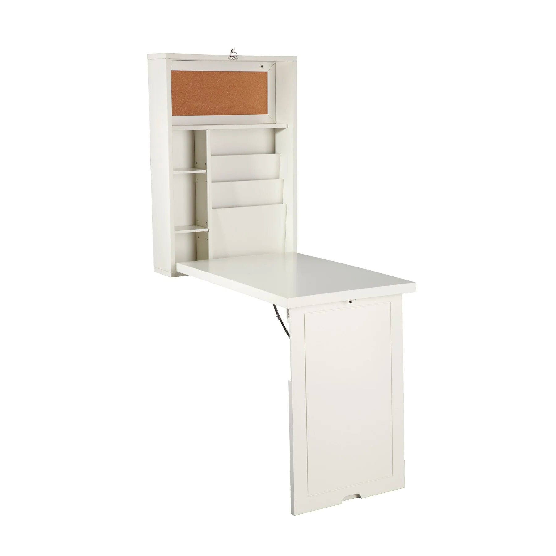 Antique White Fold Out Convertible Wall Mount Desk By Homeroots - Image 5