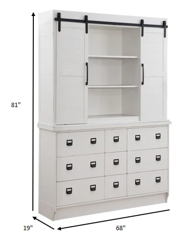 Antique White Hutch And Buffet By Homeroots - Image 3