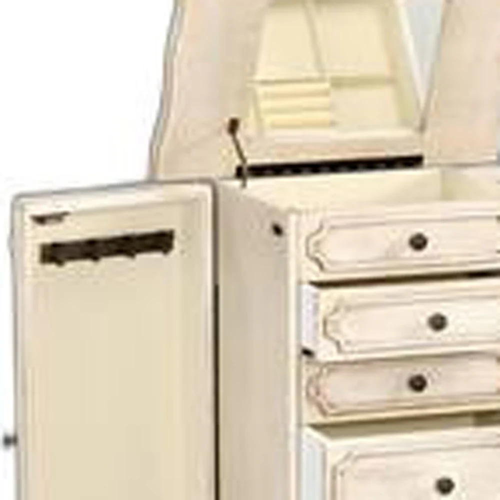 Antique White Mirrored Jewelry Armoire By Homeroots - Image 6