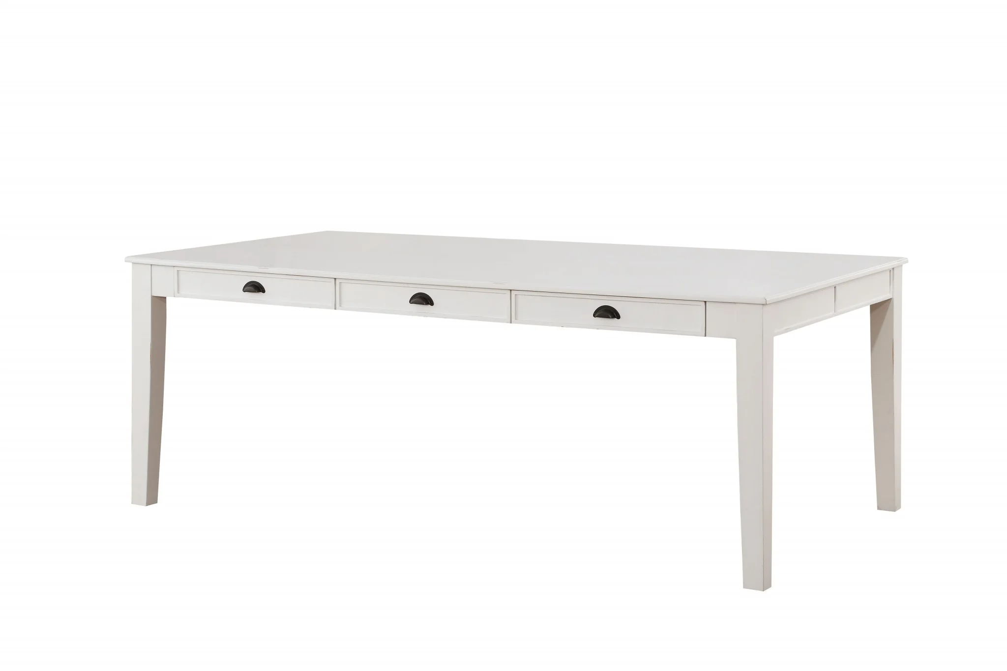 Antique White Poplar Dining Table By Homeroots - Image 2