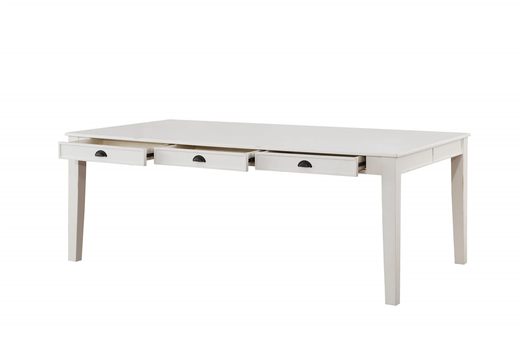 Antique White Poplar Dining Table By Homeroots - Image 4