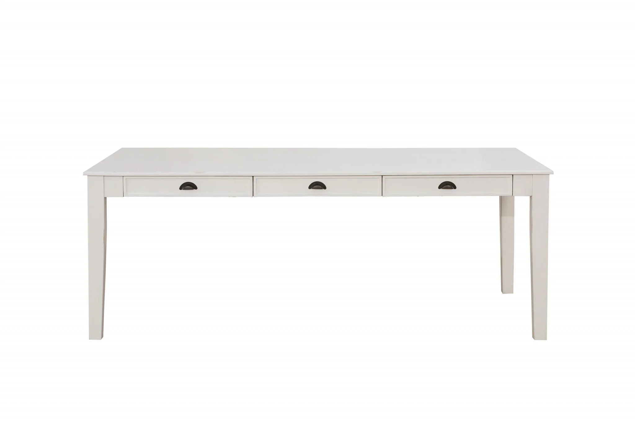 Antique White Poplar Dining Table By Homeroots - Image 5
