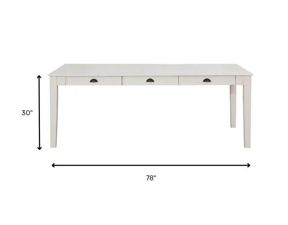 Antique White Poplar Dining Table By Homeroots - Image 7