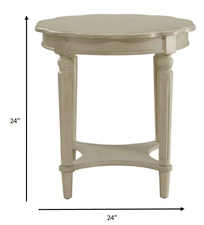 Antique White Solid Wood End Table By Homeroots - Image 3