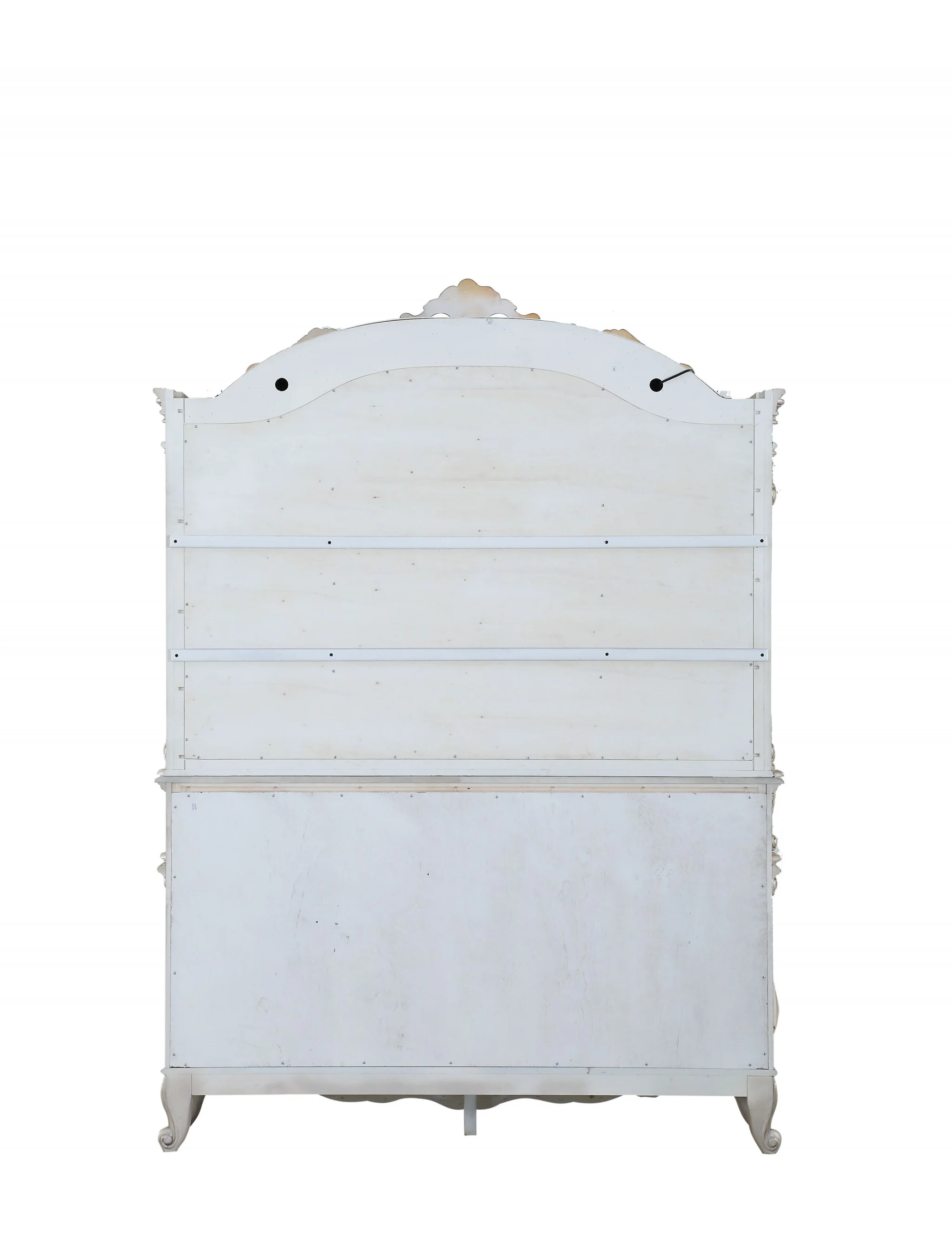 Antique White Wood Glass Mirror Hutch Buffet By Homeroots - Image 2