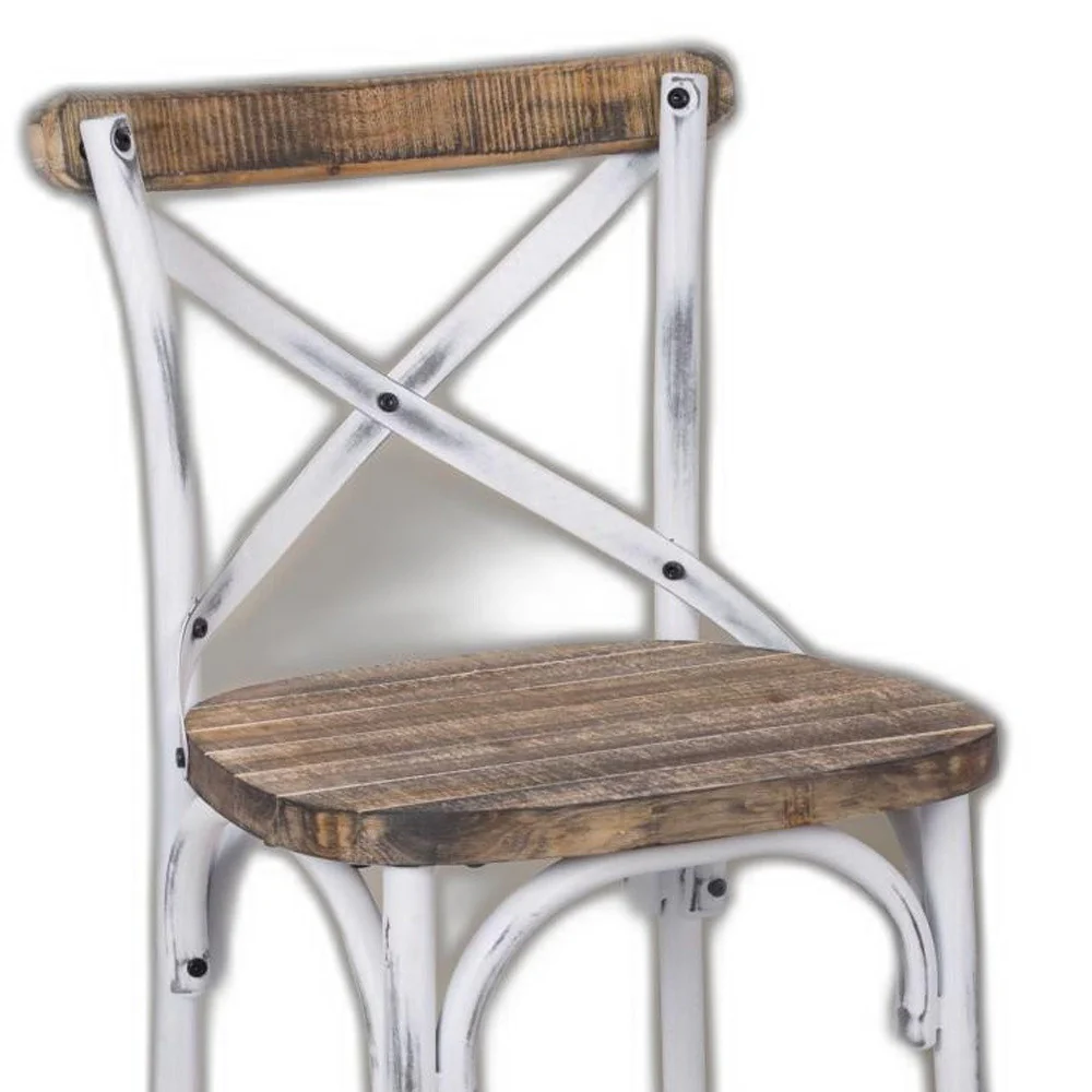 Antique White Wooden Bar Chair By Homeroots - Image 4