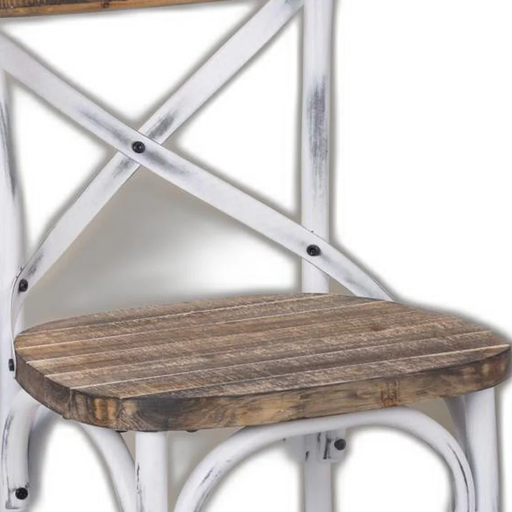 Antique White Wooden Bar Chair By Homeroots - Image 6